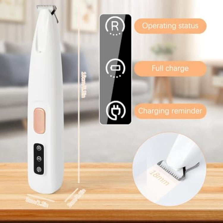 Electric Pet Paw Trimmer with LED Light - Rechargeable Low-Noise Nail Clipper - PawsiFypets Pet Grooming Equipment - White PawsiFypets