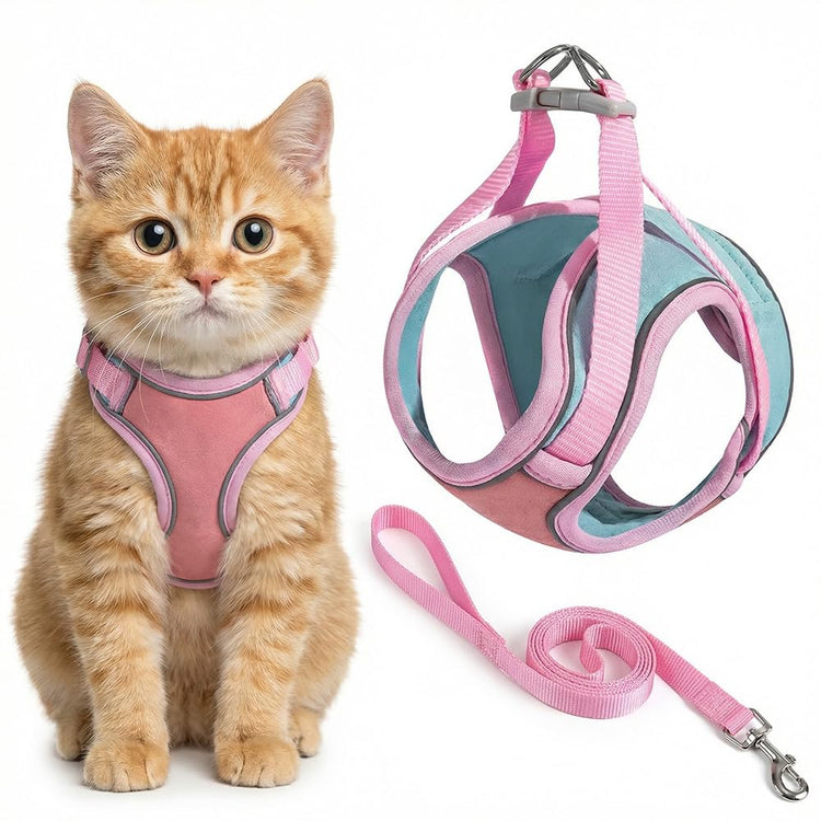 Step-in Escape-Proof Cat Harness Set, Adjustable for Walking for Small Medium Dogs/Cats - PawsiFypets