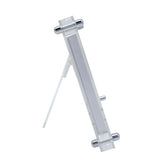 Clear stand with metal brackets on a white background