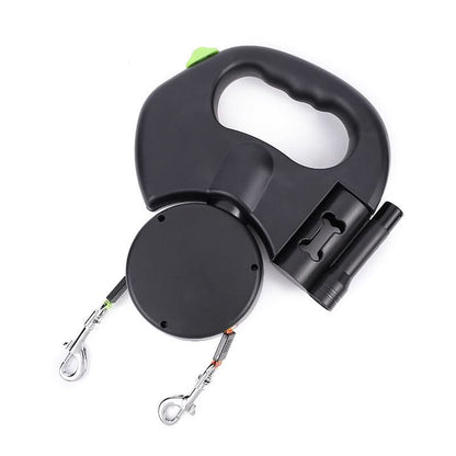 Dual Dog Leash with LED – Night Safety, 360° Swivel, Tangle-Free Leash for Two Dogs - PawsiFypets Dog Walking Accessories - Black / 3 M PawsiFypets
