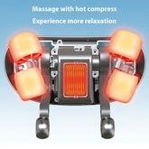 Massage device with hot compress feature on a blue background