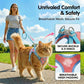 Woman walking a cat on a leash with a breathable mesh cat harness, set against a clear blue sky. Pawsifypets 