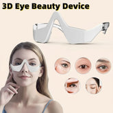 3D Eye Beauty Device with a woman wearing it and before-and-after effects on skin.