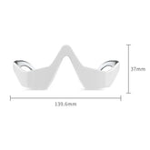 White ceramic boat-shaped object with dimensions on a white background