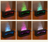 Multicolored light display on a wooden surface