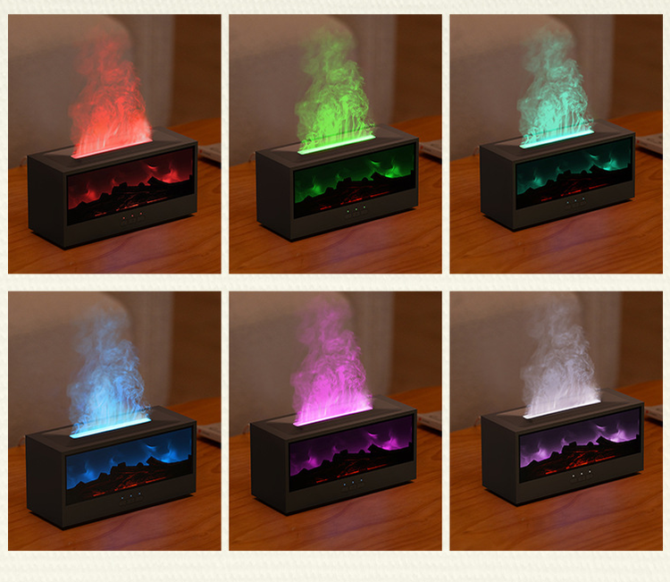 Multicolored light display on a wooden surface