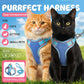 Two cats wearing blue harnesses with text about purrfect harness for cats and kittens. Pawsifypets 