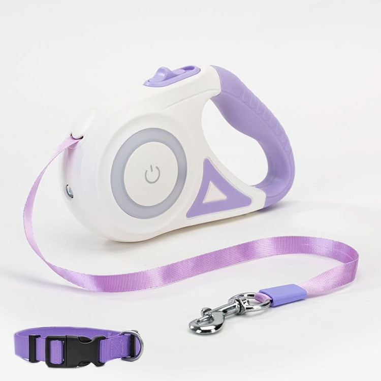 Retractable Dog Leash with LED Spotlight - Automatic Pet Traction Rope - PawsiFypets Dog Walking Accessories - Purple 3M / Tow rope and small collar PawsiFypets