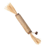 Bamboo broom with jute handle on a white background