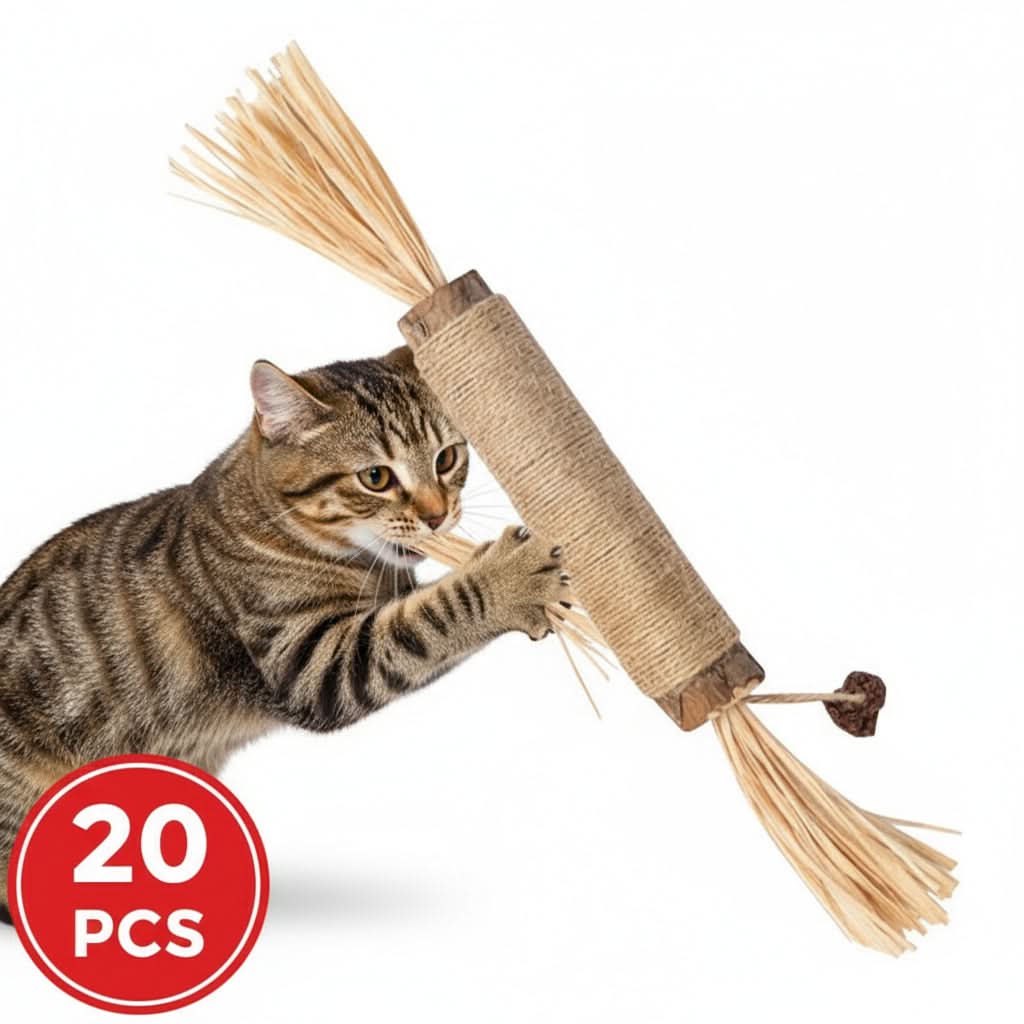 Bamboo broom with jute handle on a white background 20 pieces