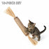 Cat playing with a 10-piece cat toy set on a white background