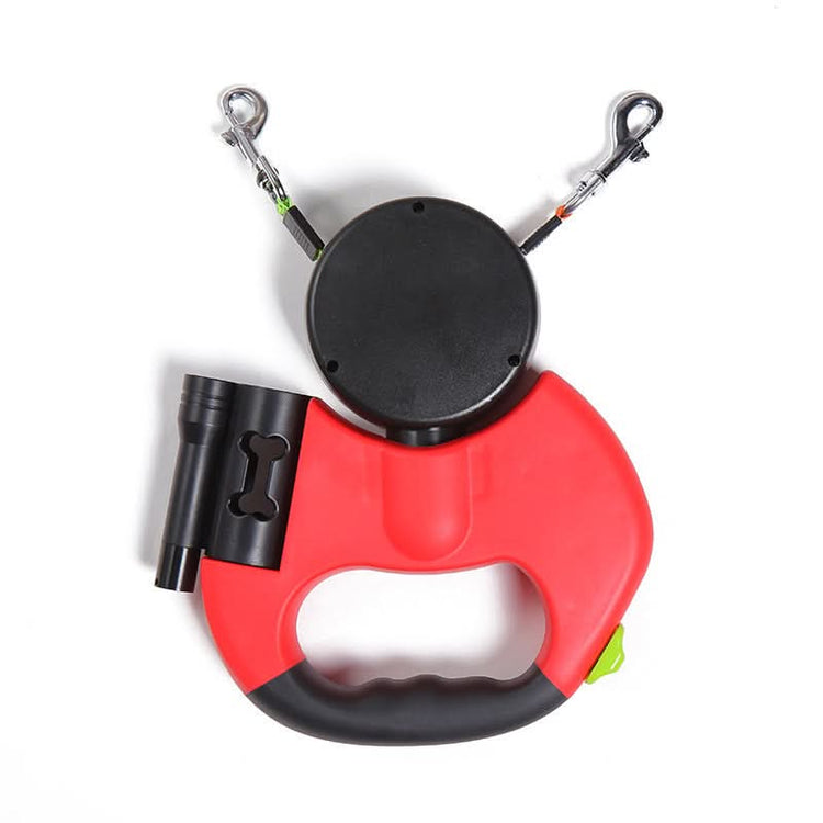 Dual Dog Leash with LED Night Safety 360 Swivel Tangle Free - PawsiFypets Dog Walking Accessories - Red / 3 M PawsiFypets