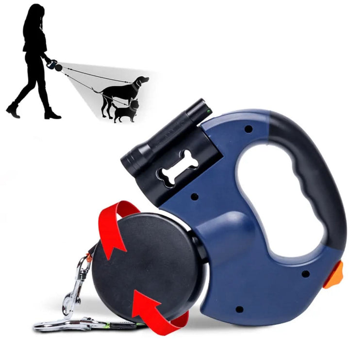 Dual Dog Leash with LED Night Safety 360 Swivel Tangle Free - PawsiFypets Dog Walking Accessories - Black / 3 M PawsiFypets