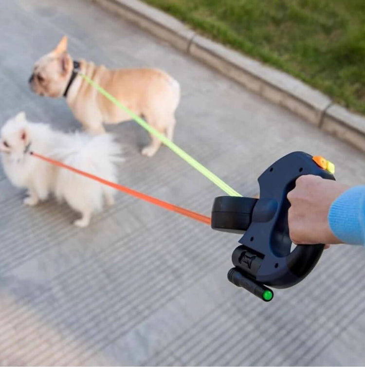 Dual Dog Leash with LED Night Safety 360 Swivel Tangle Free - PawsiFypets Dog Walking Accessories - Black / 3 M PawsiFypets