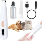 Electric Pet Paw Trimmer with LED Light - Rechargeable Low-Noise Nail Clipper - PawsiFypets Pet Grooming Equipment - White PawsiFypets