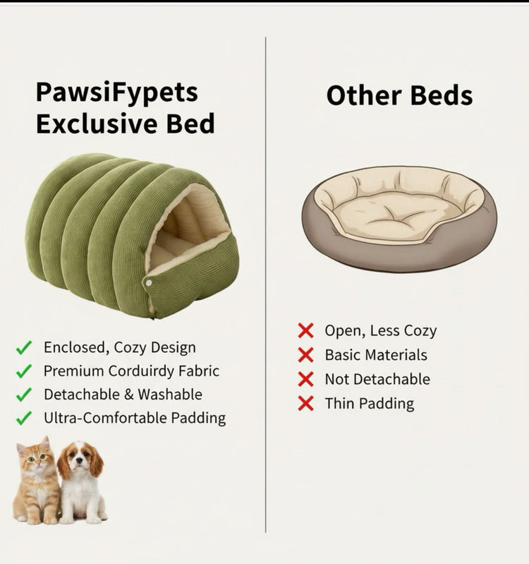 Autumn & Winter Enclosed Cat Bed – Detachable, for both cats & dogs - PawsiFypets