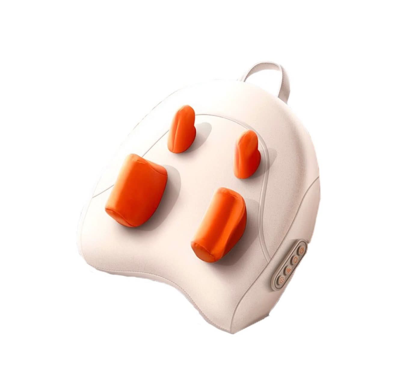White electronic device with orange buttons on a white background