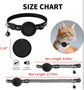 Size chart graphic for a pet collar, showing the collar and round transmitter in black, a cat wearing the collar, and dimension labels for min length 8.66 in and max length 13.