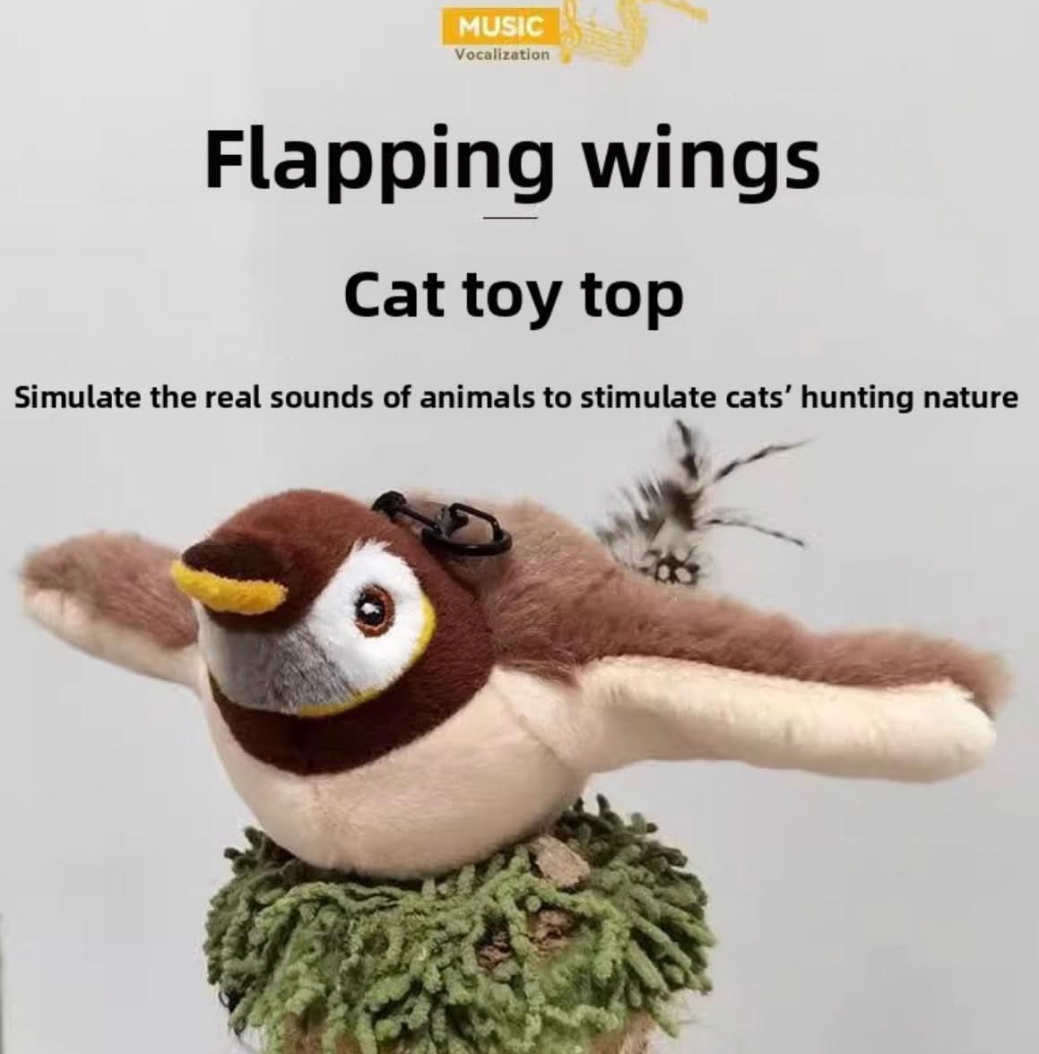 Interactive Chirping Bird Cat Toy – Realistic Flapping, Flying, and Chirping Bird Toy for Indoor Cats - PawsiFypets