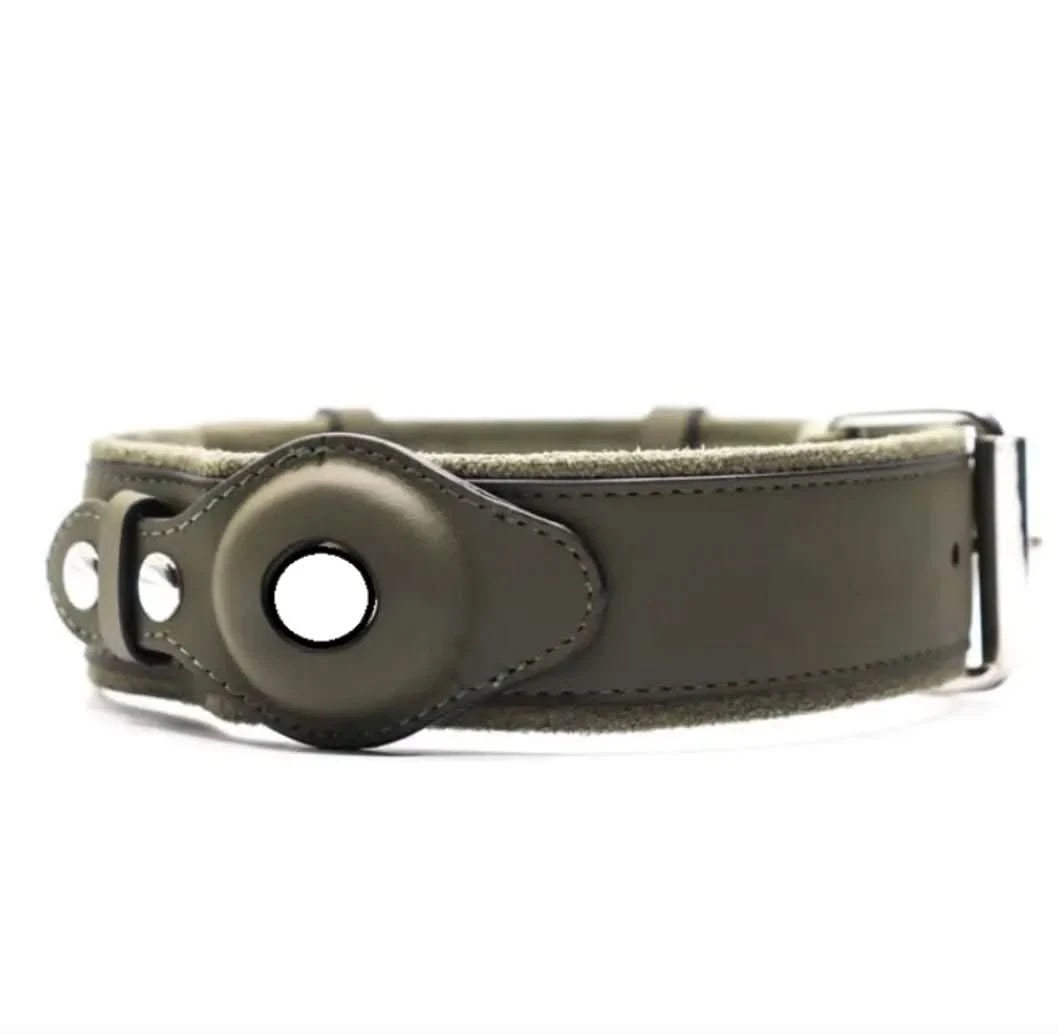 Leather GPS Dog Collar Holder - PawsiFypets - Army Green / S PawsiFypets