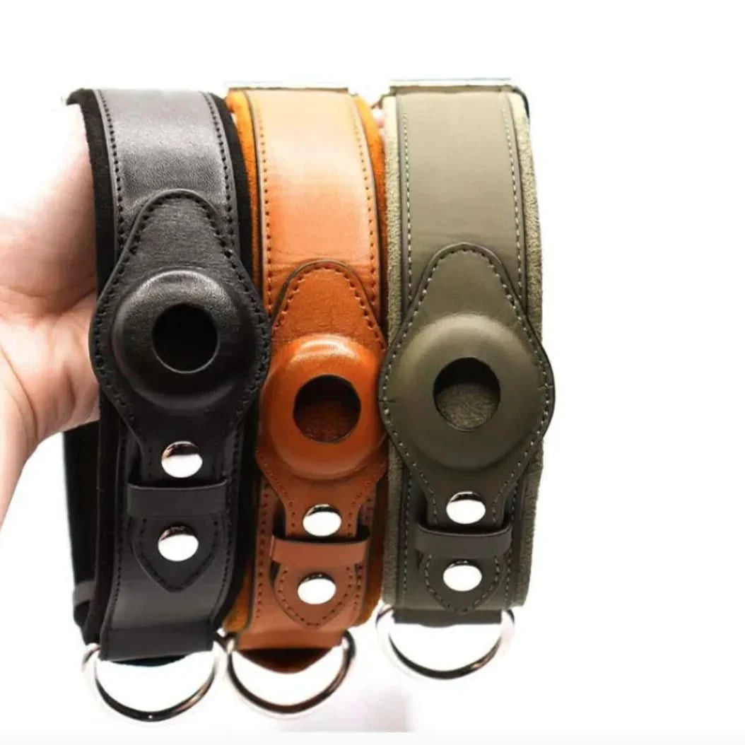 Leather GPS Dog Collar Holder - PawsiFypets - Black / S PawsiFypets