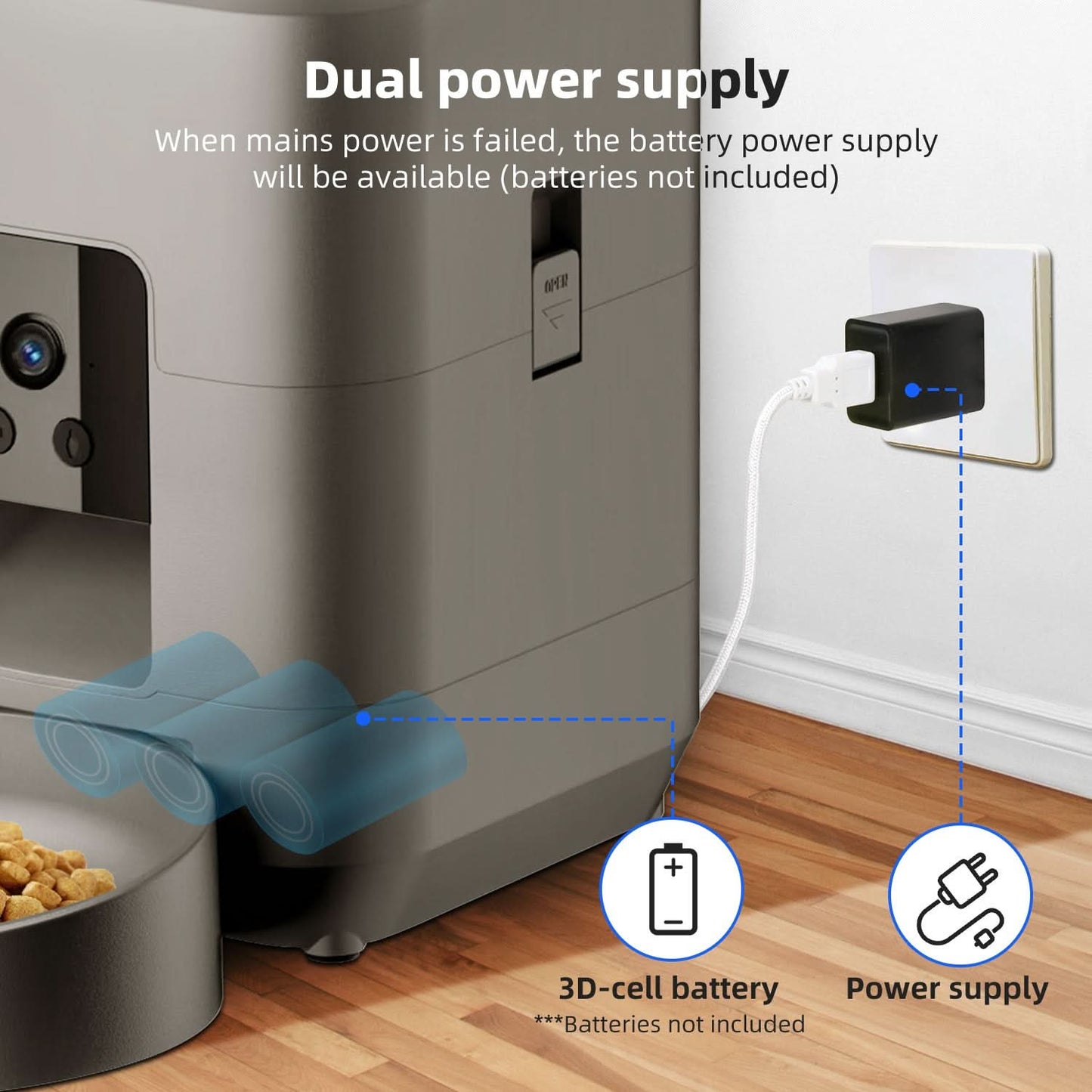 Smart Pet Feeder with WiFi & HD Camera – Automatic Dog & Cat Feeder - PawsiFypets Smart Pet Technology - White WiFi version / USA PawsiFypets