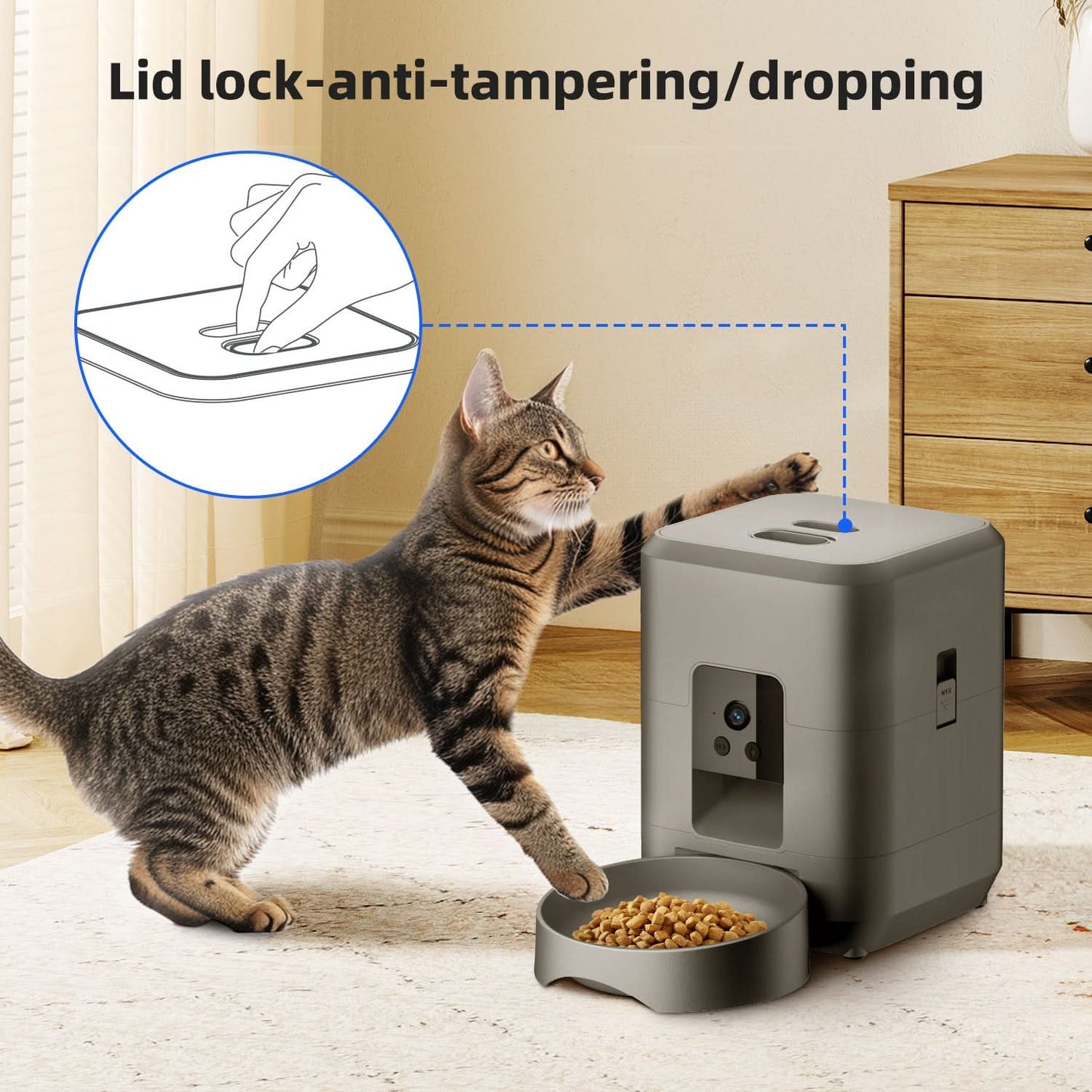 Smart Pet Feeder with WiFi & HD Camera – Automatic Dog & Cat Feeder - PawsiFypets Smart Pet Technology - White WiFi version / USA PawsiFypets