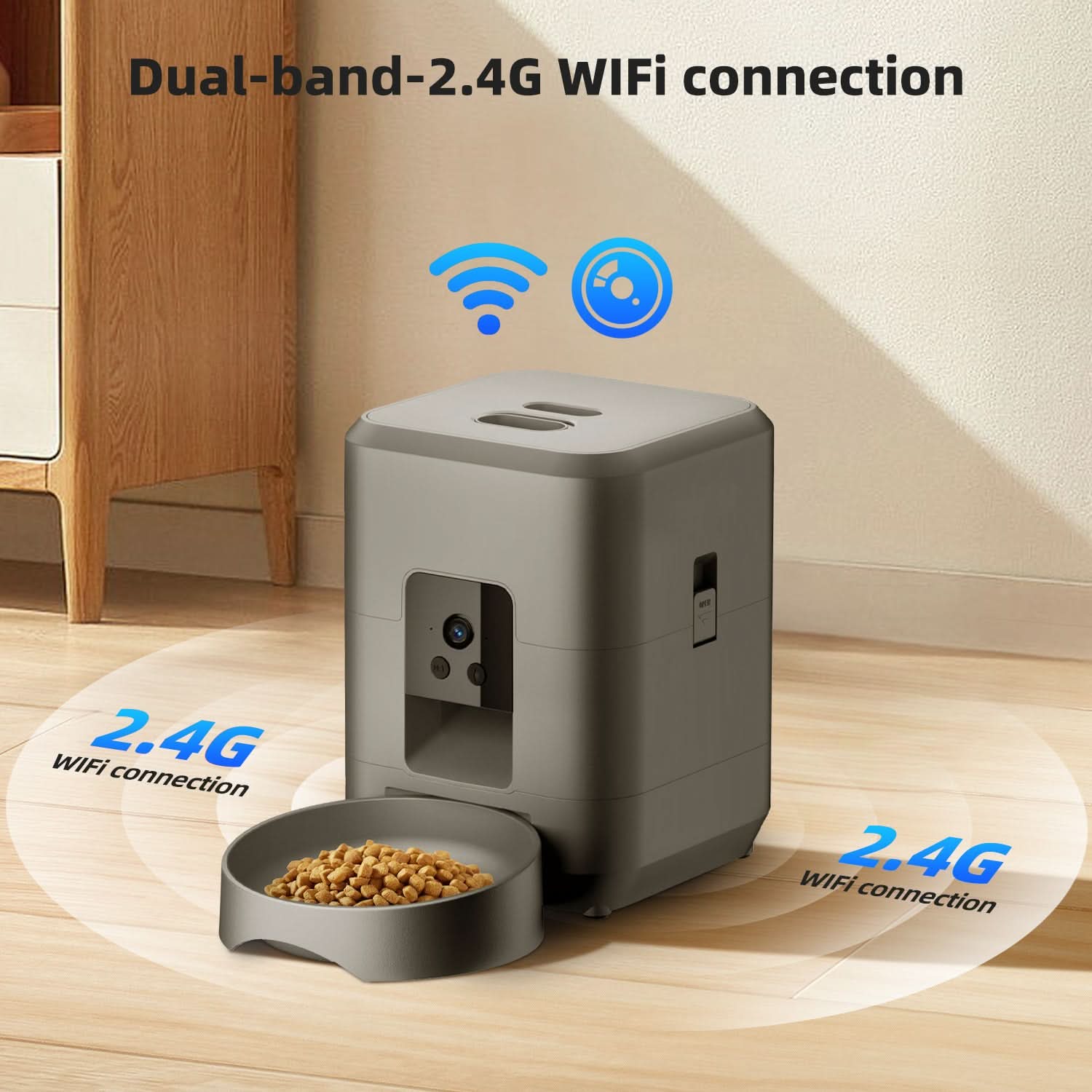 Smart Pet Feeder with WiFi & HD Camera – Automatic Dog & Cat Feeder - PawsiFypets Smart Pet Technology - Grey WiFi version / USA PawsiFypets