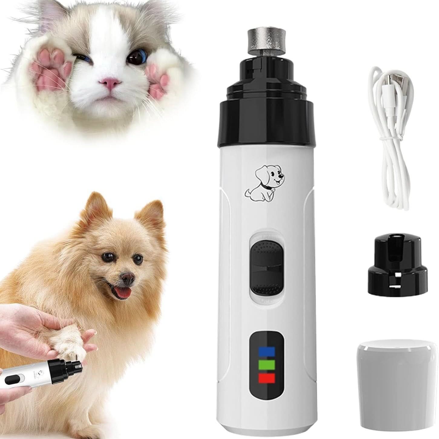 Pet grooming tool with a dog and cat illustration, surrounded by additional grooming accessories.