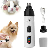 Pet grooming tool with a dog and cat illustration, surrounded by additional grooming accessories.