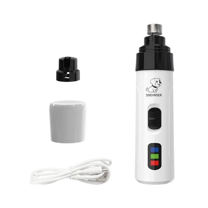Pet nail grinder with attachments on a white background