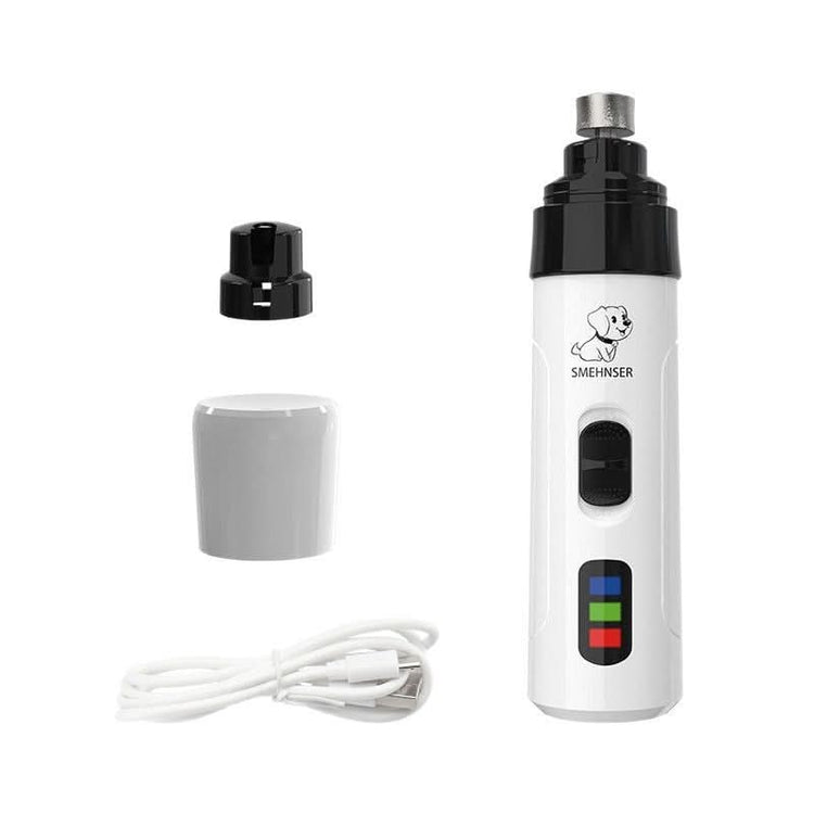Pet nail grinder with attachments on a white background