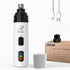 Pet nail grinder with USB cable and packaging on a white background