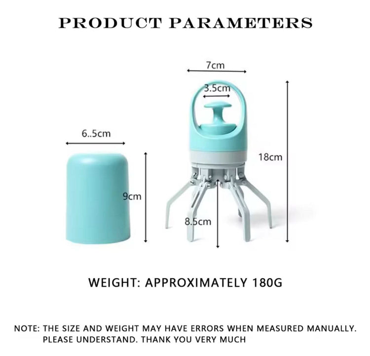 Measurement chart of a kitchen tool with dimensions and weight information.