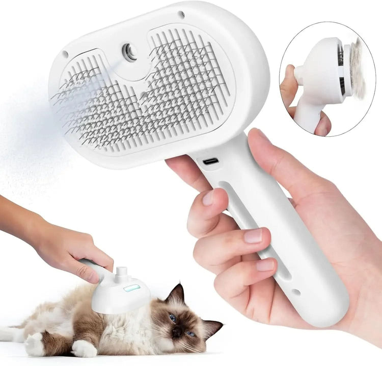 Pet Steam Brush with Water Mist Spray - PawsiFypets Pets Care - Green PawsiFypets