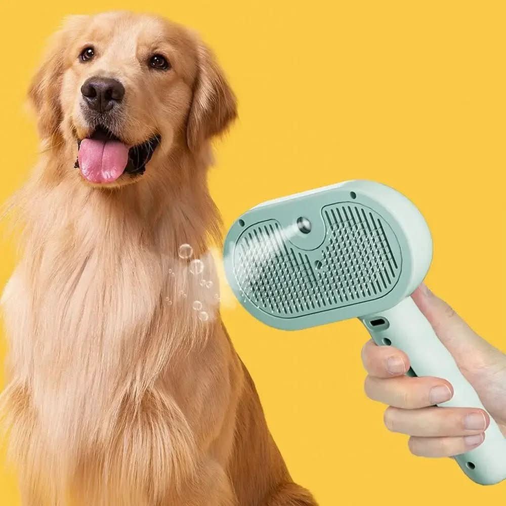 Pet Steam Brush with Water Mist Spray - PawsiFypets Pets Care - Green PawsiFypets
