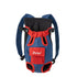 Blue and red pet carrier with &