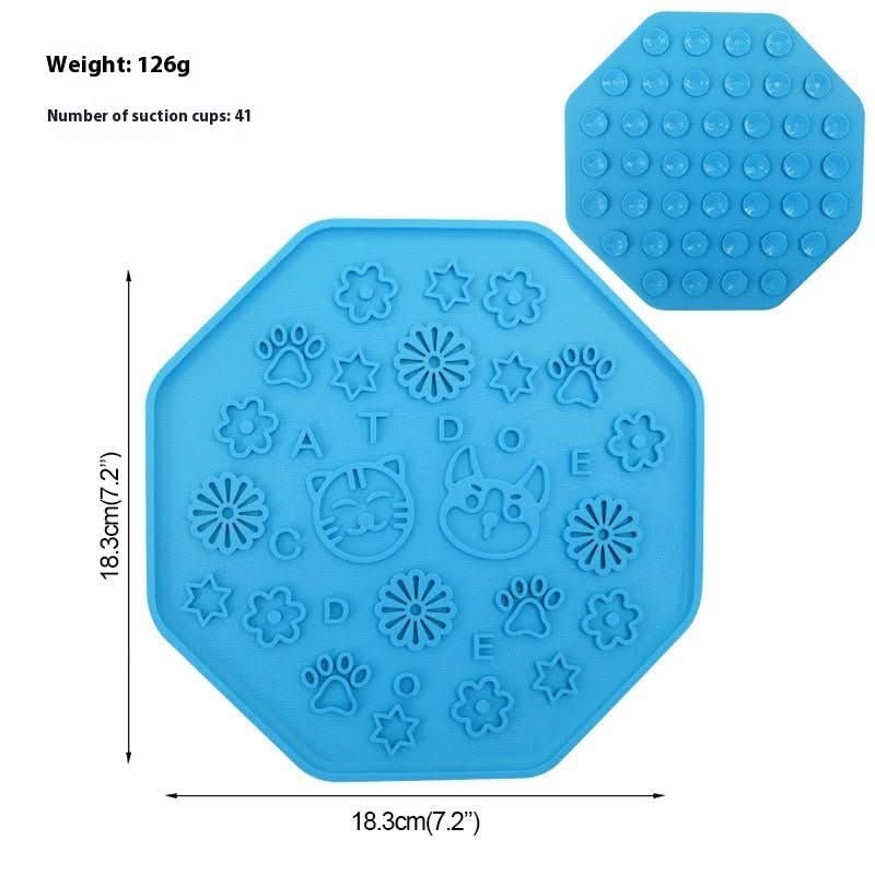 Silicone Dog Licking Mat Anxiety Relief and Slow Feeding Toy - PawsiFypets Dog Enrichment Toys - With Suction Cup / Octagonal Dogs And Cats Blue PawsiFypets