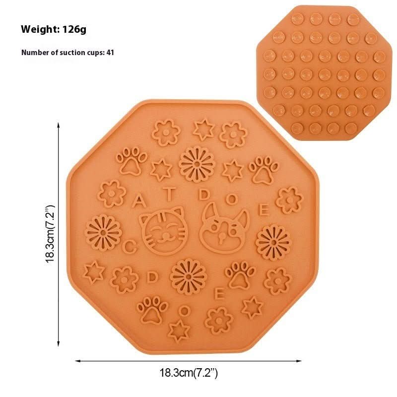Silicone Dog Licking Mat Anxiety Relief and Slow Feeding Toy - PawsiFypets Dog Enrichment Toys - With Suction Cup / Octagonal Dogs And Cats Orange PawsiFypets