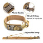 Adjustable durable dog collar with metal buckle and D ring in tan color