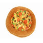 Durable plush pizza-shaped chew toy for dogs and puppies with realistic toppings