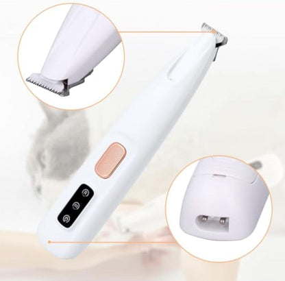 Electric Pet Paw Trimmer with LED Light - Rechargeable Low-Noise Nail Clipper - PawsiFypets Pet Grooming Equipment - White PawsiFypets