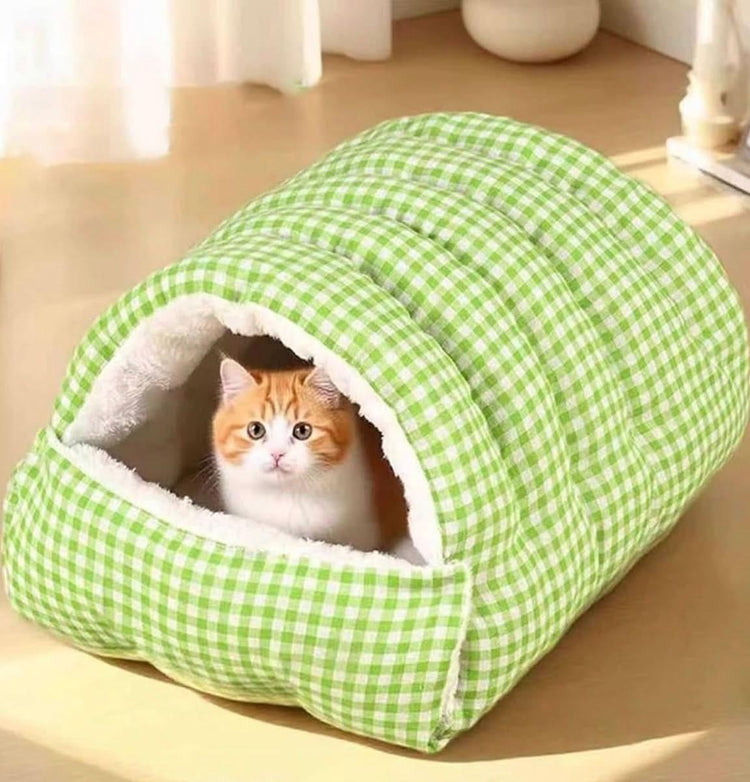 Cozy Enclosed Cat & Dog Bed – Cave - Style Pet House for Small Pets, Warm & Secure Sleeping - PawsiFypets