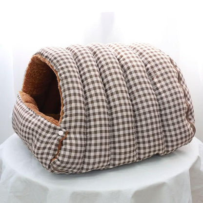 Cozy Enclosed Cat & Dog Bed – Cave - Style Pet House for Small Pets, Warm & Secure Sleeping - PawsiFypets