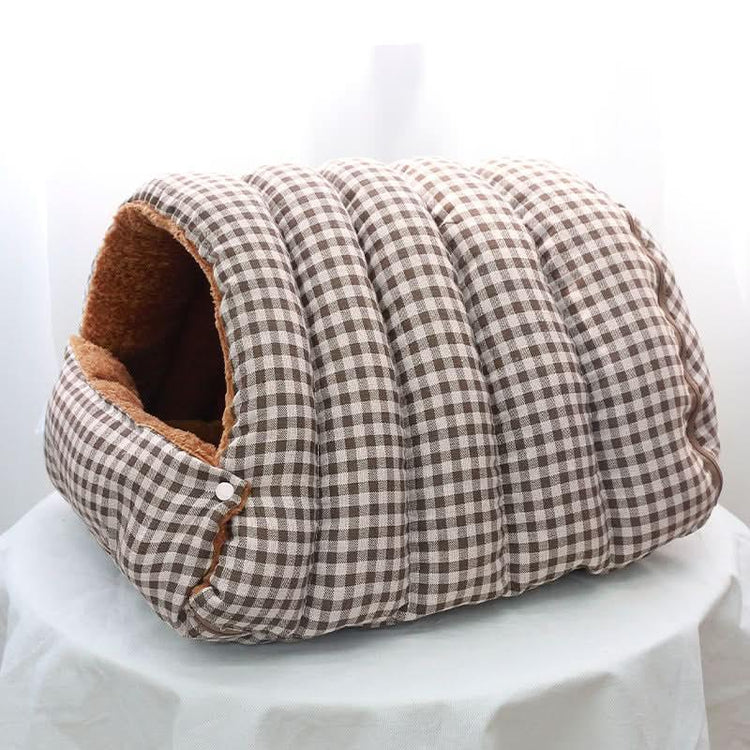 Cozy Enclosed Cat & Dog Bed – Cave - Style Pet House for Small Pets, Warm & Secure Sleeping - PawsiFypets