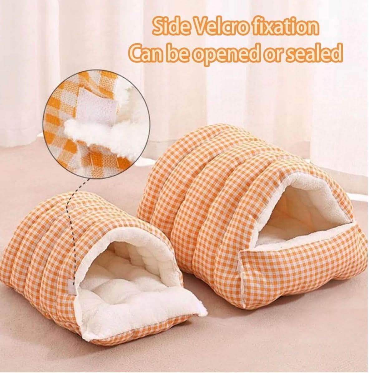 Cozy Enclosed Cat & Dog Bed – Cave - Style Pet House for Small Pets, Warm & Secure Sleeping - PawsiFypets