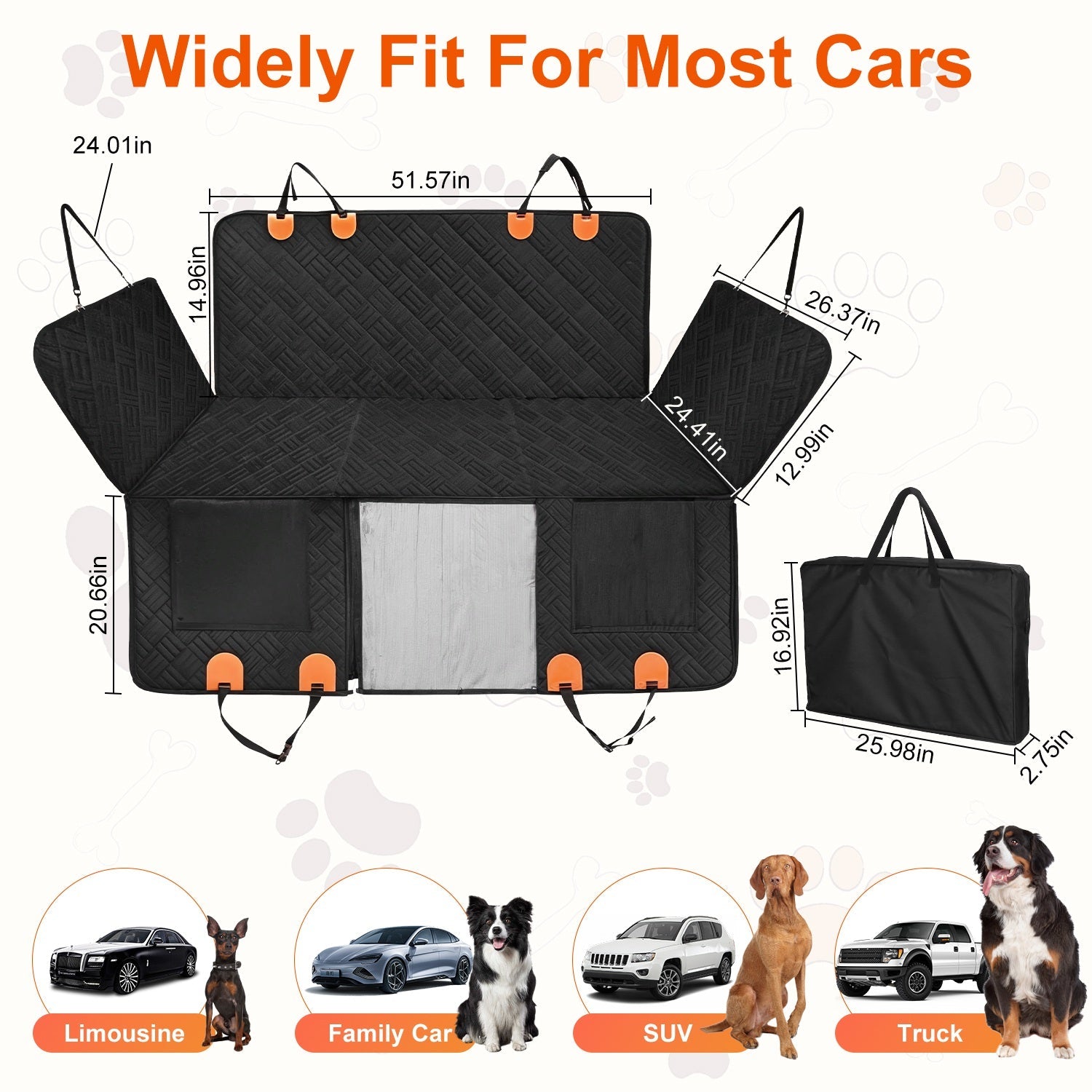 Dog Car Seat Cover | Waterproof Back Seat Hammock for Dogs - PawsiFypets