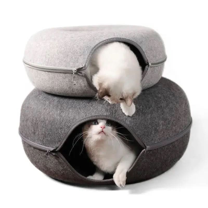Donut Pet Bed - Comfortable Round Cat Tunnel Bed for Dogs & Cats - PawsiFypets