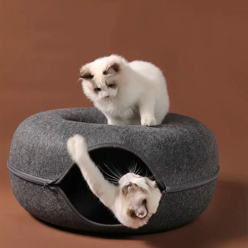 Donut Pet Bed - Comfortable Round Cat Tunnel Bed for Dogs & Cats - PawsiFypets