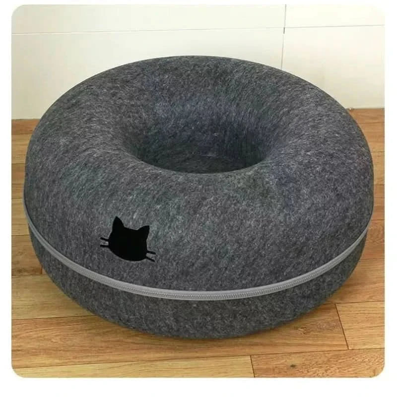Donut Pet Bed - Comfortable Round Cat Tunnel Bed for Dogs & Cats - PawsiFypets